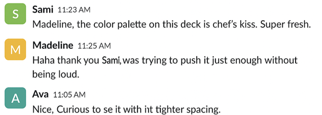 Client review message screenshot